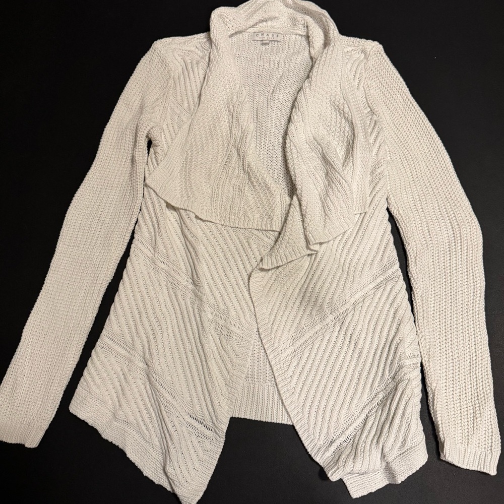 Chaus New York Women's Cream Open Front Sweater